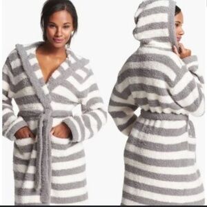 Barefoot Dreams Beige Cream Loungewear Cozy Plush Luxury Hooded Sweater Robe